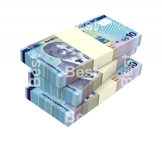 Namibian dollars bills isolated on white background