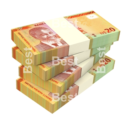 Namibian dollars bills isolated on white background