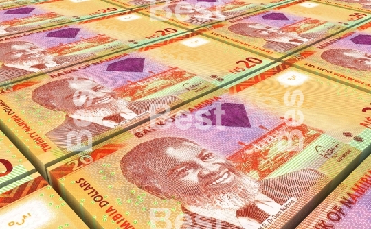 Namibian dollars bills isolated on white background