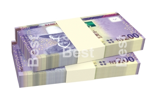 Namibian dollars bills isolated on white background