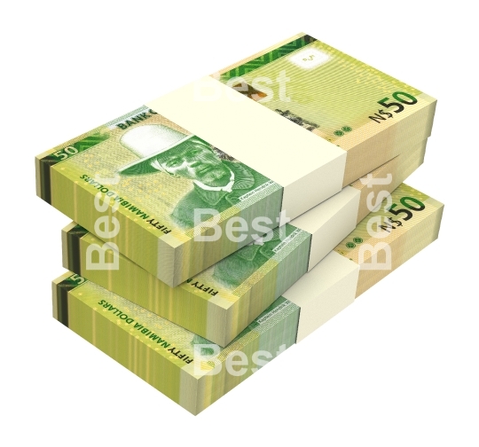 Namibian dollars bills isolated on white background