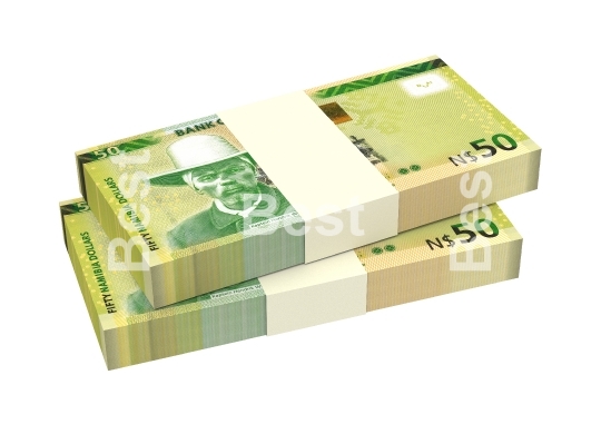 Namibian dollars bills isolated on white background