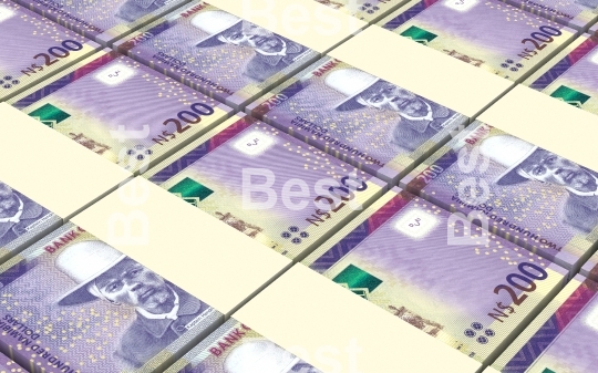 Namibian dollars bills stacked background