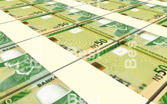 Namibian dollars bills stacked background