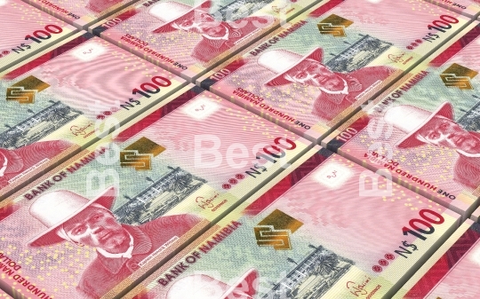 Namibian dollars bills stacked background