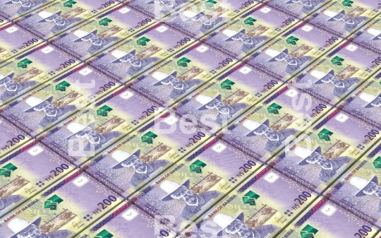 Namibian dollars bills stacked background