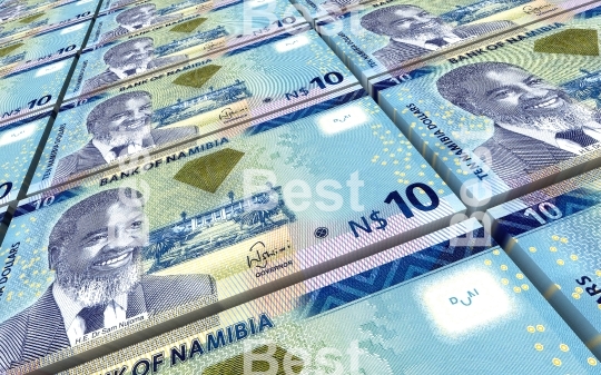 Namibian dollars bills stacks background