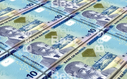 Namibian dollars bills stacks background