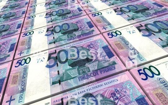 New Belarusian rubles bills stacks background