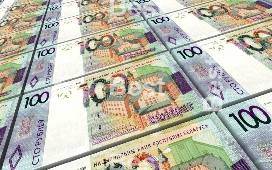 New Belarusian rubles bills stacks background