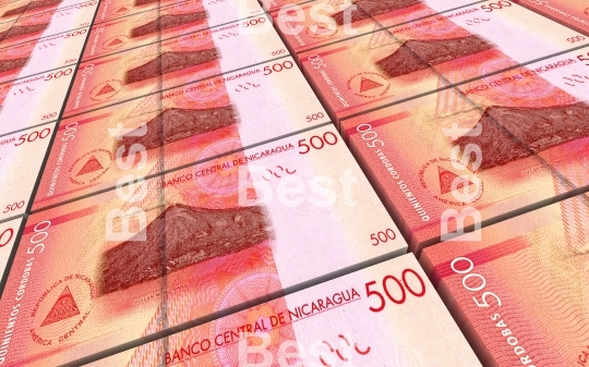 Nicaraguan cordoba bills stacks background