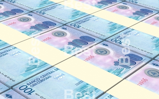 Nicaraguan cordoba bills stacks background