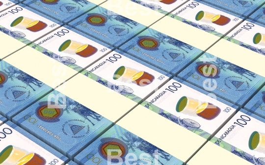 Nicaraguan cordoba bills stacks background