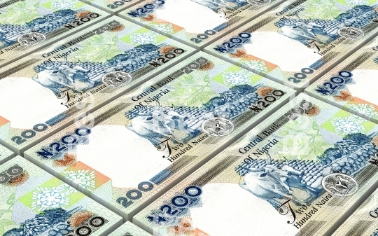 Nigerian nairas bills stacked background