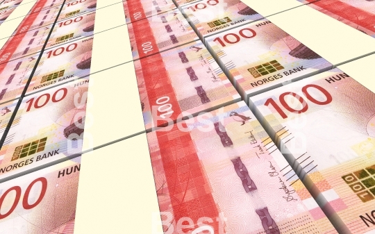 Norwegian krone bills stacks background