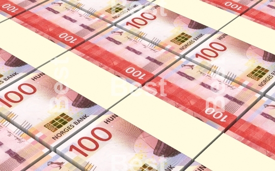 Norwegian krone bills stacks background