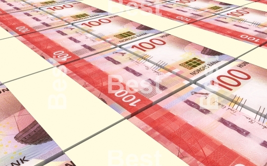 Norwegian krone bills stacks background