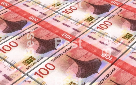 Norwegian krone bills stacks background