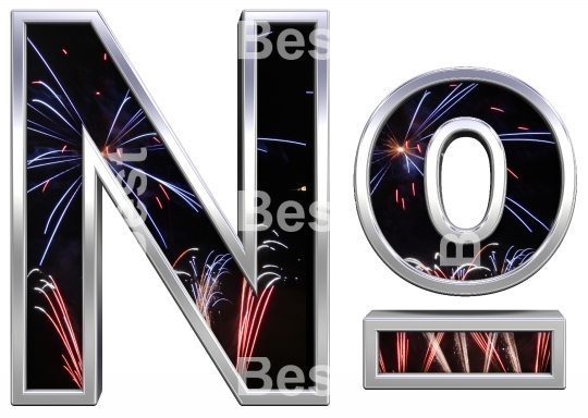 Number mark from firework with chrome frame alphabet set