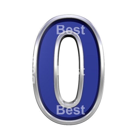 One digit from blue glass with chrome frame alphabet set