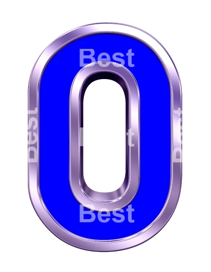 One digit from blue with purple frame alphabet set