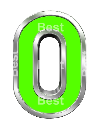 One digit from green with chrome frame alphabet set