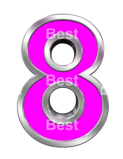 One digit from pink with chrome frame alphabet set