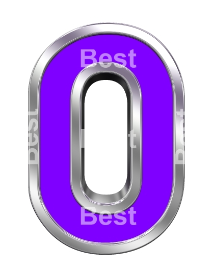 One digit from purple with chrome frame alphabet set