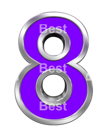 One digit from purple with chrome frame alphabet set