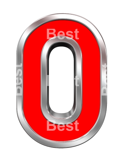 One digit from red with chrome frame alphabet set