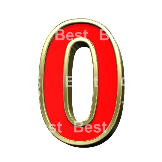 One digit from red with gold shiny frame alphabet set