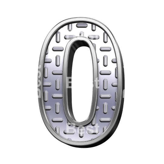 One digit from steel tread plate alphabet set - variant.