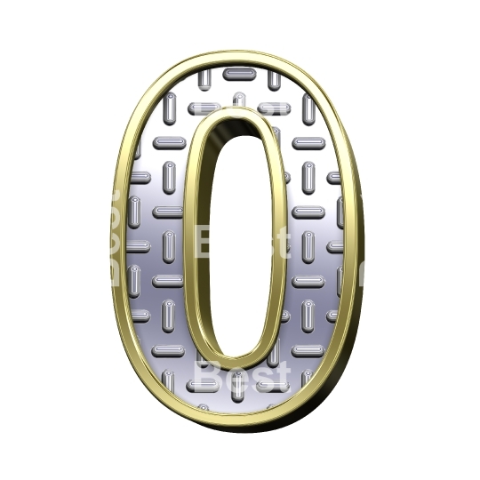 One digit from steel tread plate with gold frame alphabet