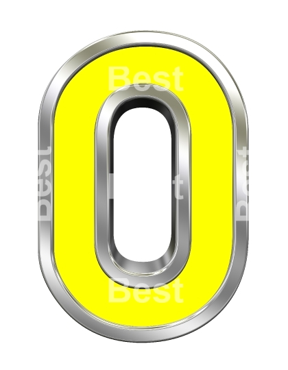 One digit from yellow with chrome frame alphabet set