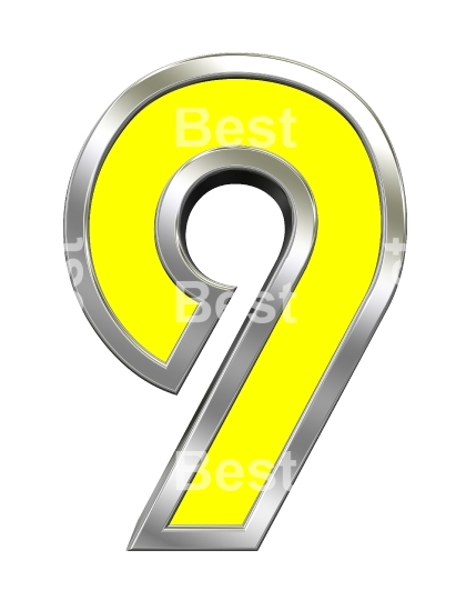 One digit from yellow with chrome frame alphabet set