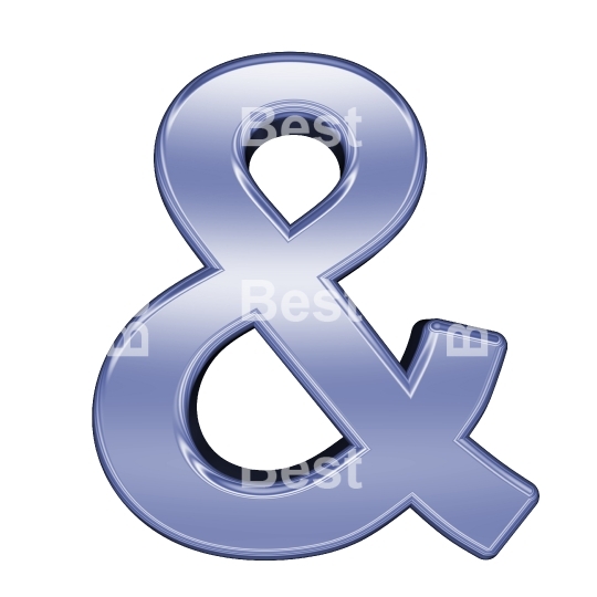 One letter from blue chrome alphabet set