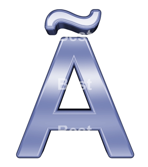 One letter from blue chrome alphabet set