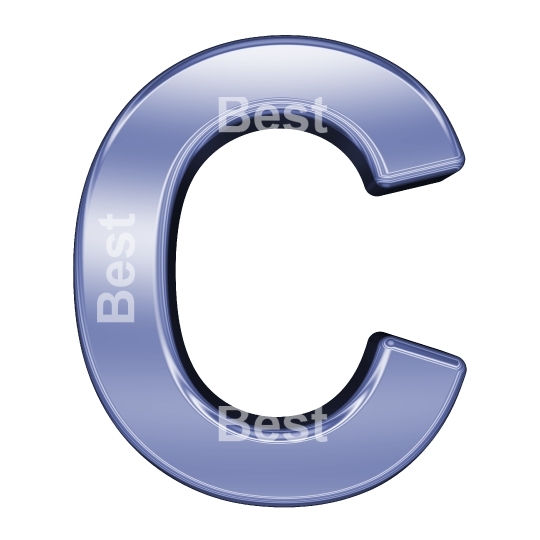 One letter from blue chrome alphabet set