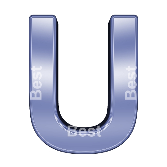 One letter from blue chrome alphabet set