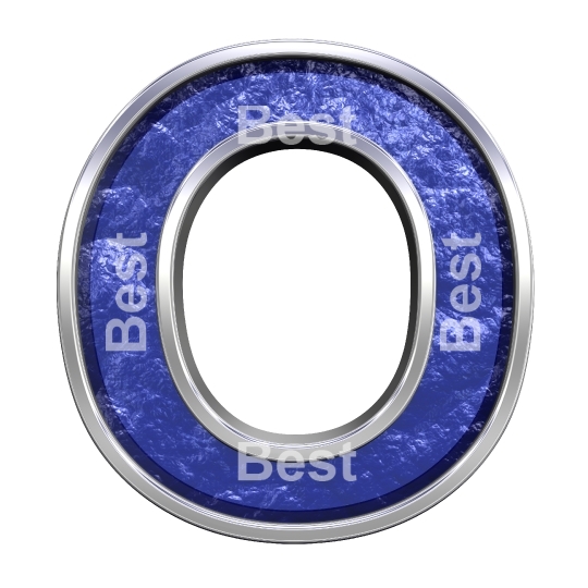 One letter from blue glass cast alphabet set