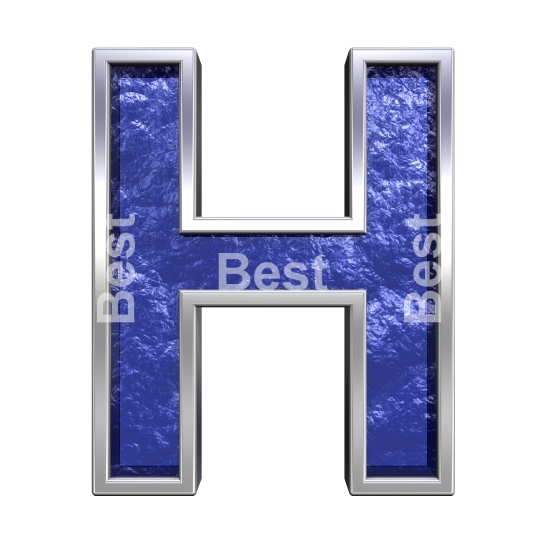 One letter from blue glass cast alphabet set