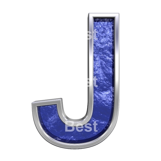 One letter from blue glass cast alphabet set