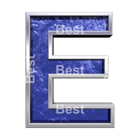 One letter from blue glass cast alphabet set