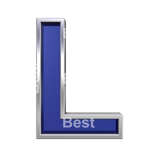 One letter from blue glass with chrome frame alphabet set