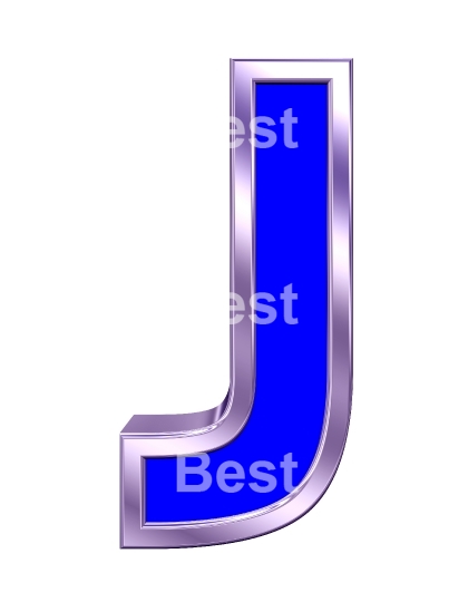 One letter from blue with purple frame alphabet set