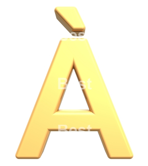 One letter from gold alphabet set