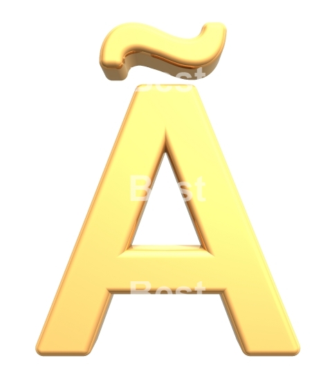 One letter from gold alphabet set