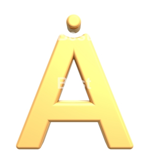 One letter from gold alphabet set