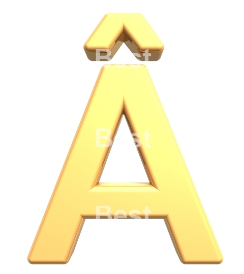 One letter from gold alphabet set