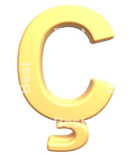 One letter from gold alphabet set